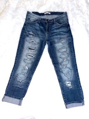 KANCAN BLUE DIXON DISTRESSED JEANS
